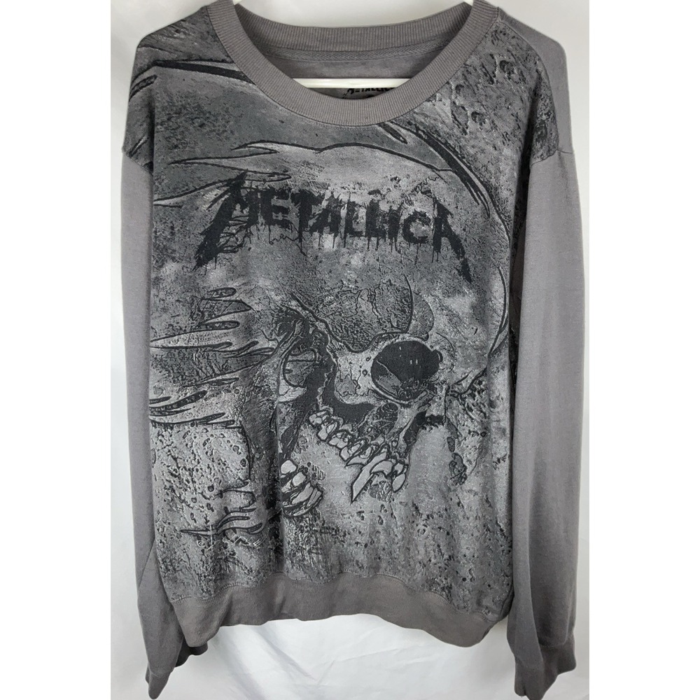 Metallica Skull Graphic‎ Sweatshirt Mens XXL Gray Heavy Metal Band Pullover